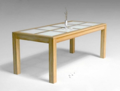 Table de repas avec plateaux en verre sablé TA-064